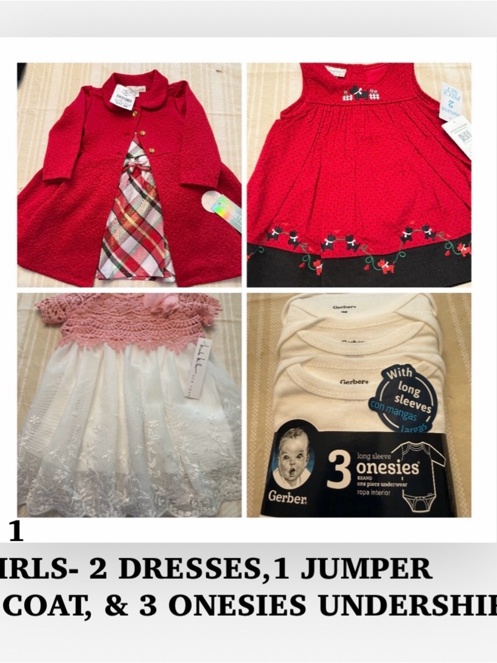 Nannette Red Dress with Black Trim and Embroidered Dogs
